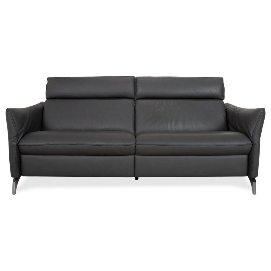 Himolla Weilheim Dreisitzer Leder Sofa Grau manuelle Funktion Couch