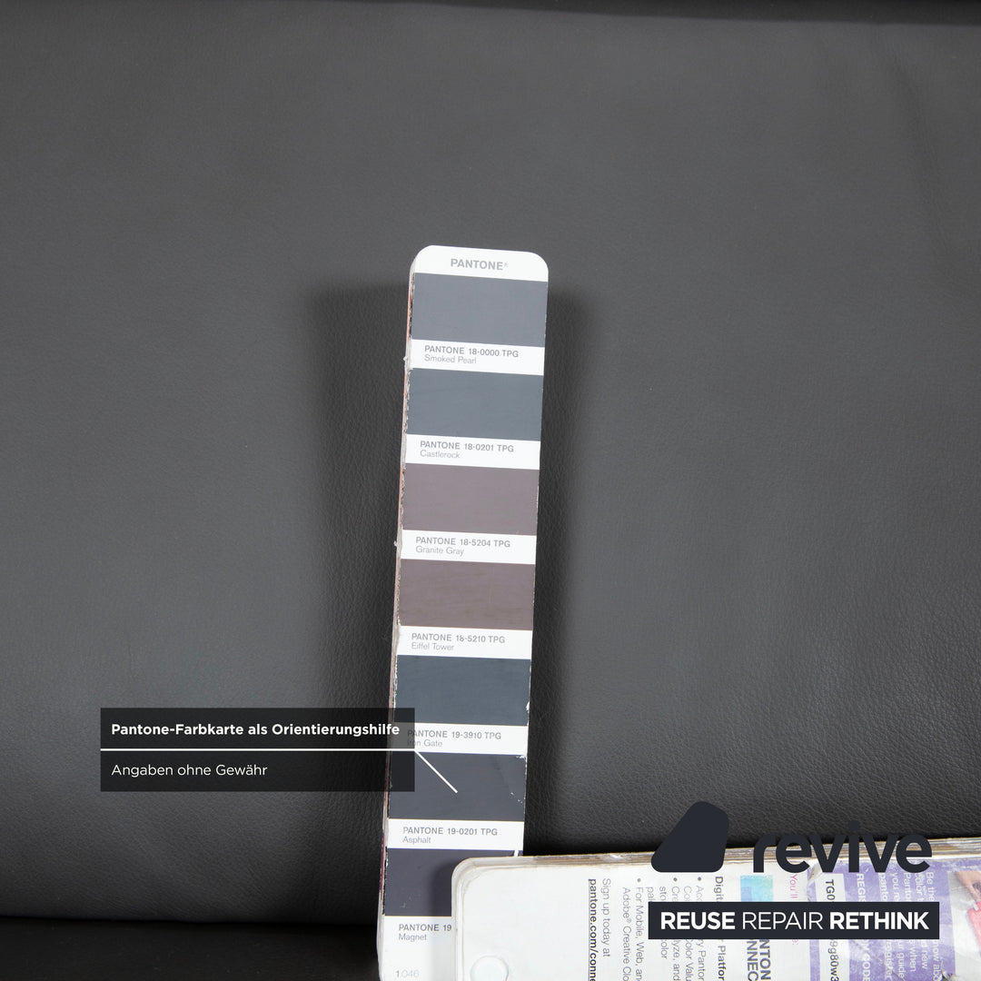 Himolla Weilheim Dreisitzer Leder Sofa Grau manuelle Funktion Couch