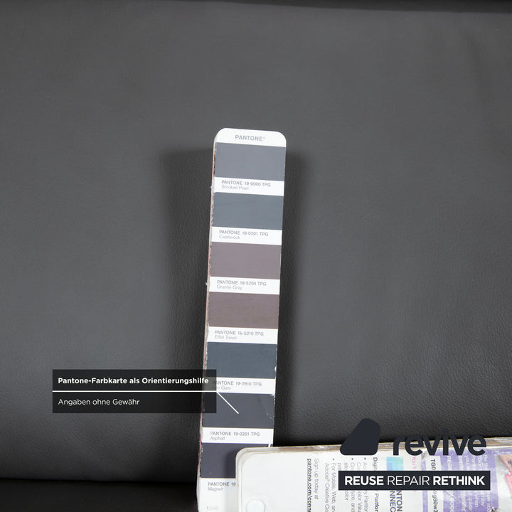 Himolla Weilheim Dreisitzer Leder Sofa Grau manuelle Funktion Couch
