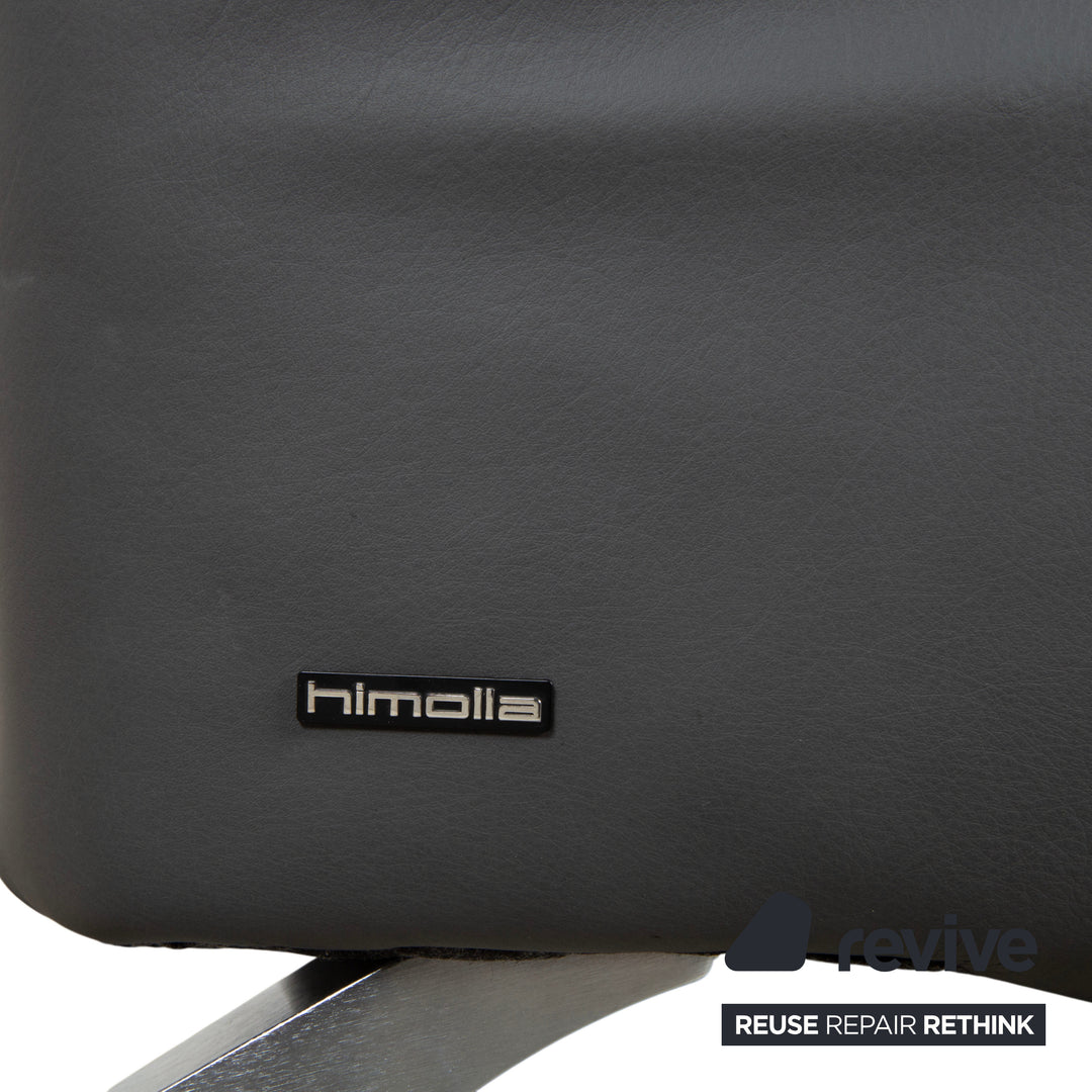 Himolla Weilheim Zweisitzer Leder Sofa Grau manuelle Funktion Couch