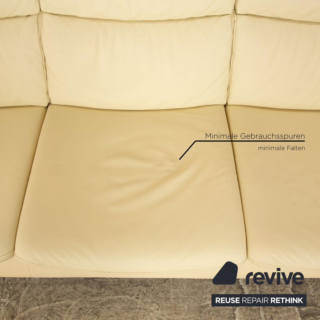 Himolla Zerostress Leather Three Seater Cream Sofa Couch