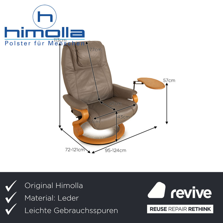 Himolla Zerostress leather armchair gray incl. stool manual relaxation function