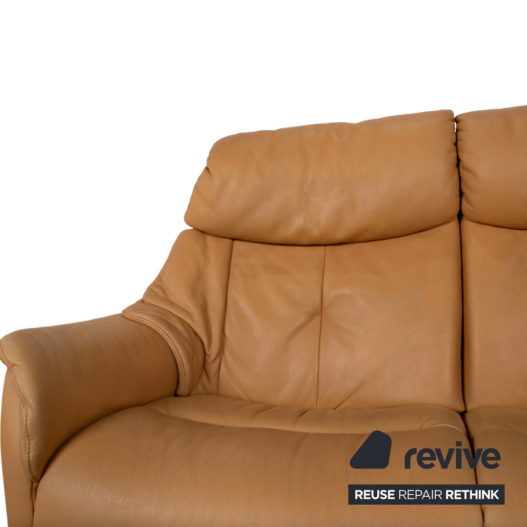 Himolla Two-Seater Leather Sofa Cognac Orange with Electric Function