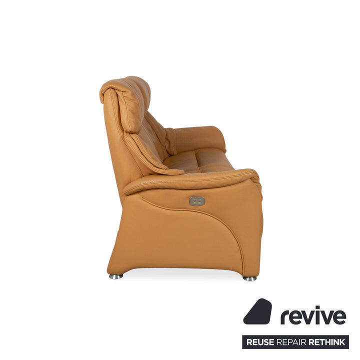 Himolla Two-Seater Leather Sofa Cognac Orange with Electric Function