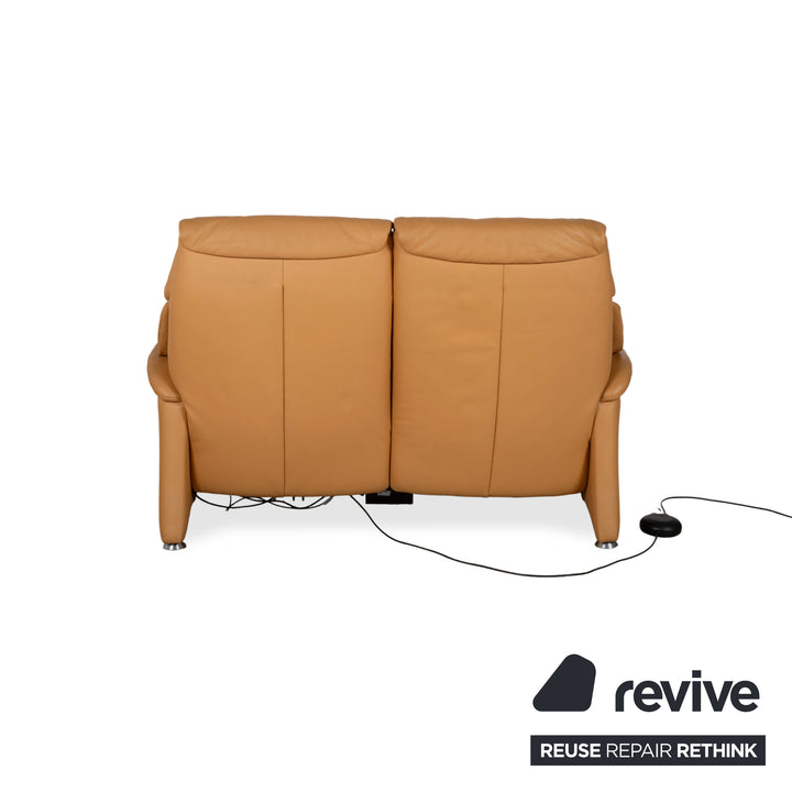 Himolla Two-Seater Leather Sofa Cognac Orange with Electric Function