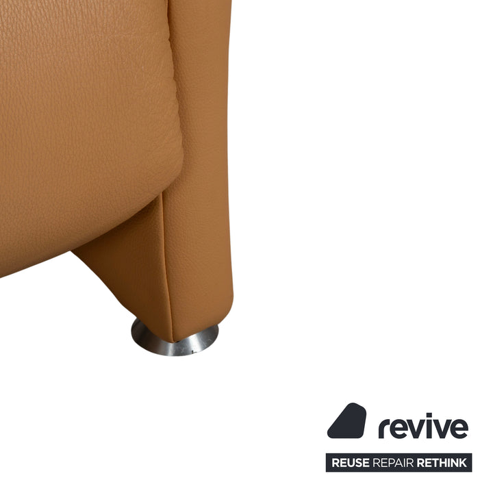 Himolla Two-Seater Leather Sofa Cognac Orange with Electric Function