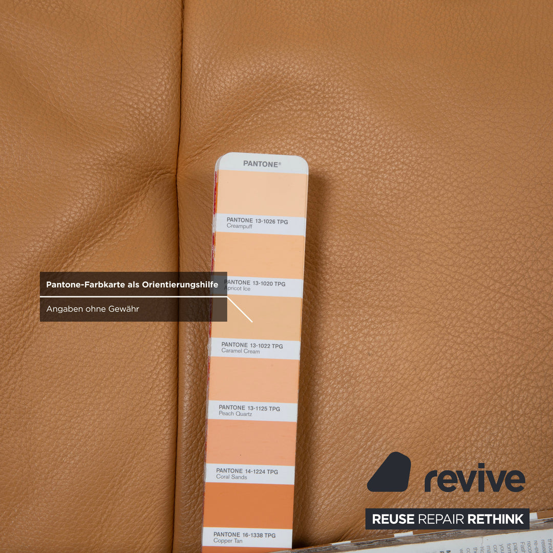 Himolla Two-Seater Leather Sofa Cognac Orange with Electric Function