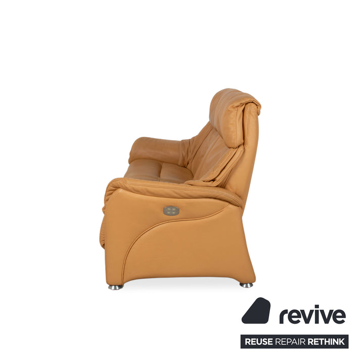Himolla Two-Seater Leather Sofa Cognac Orange with Electric Function