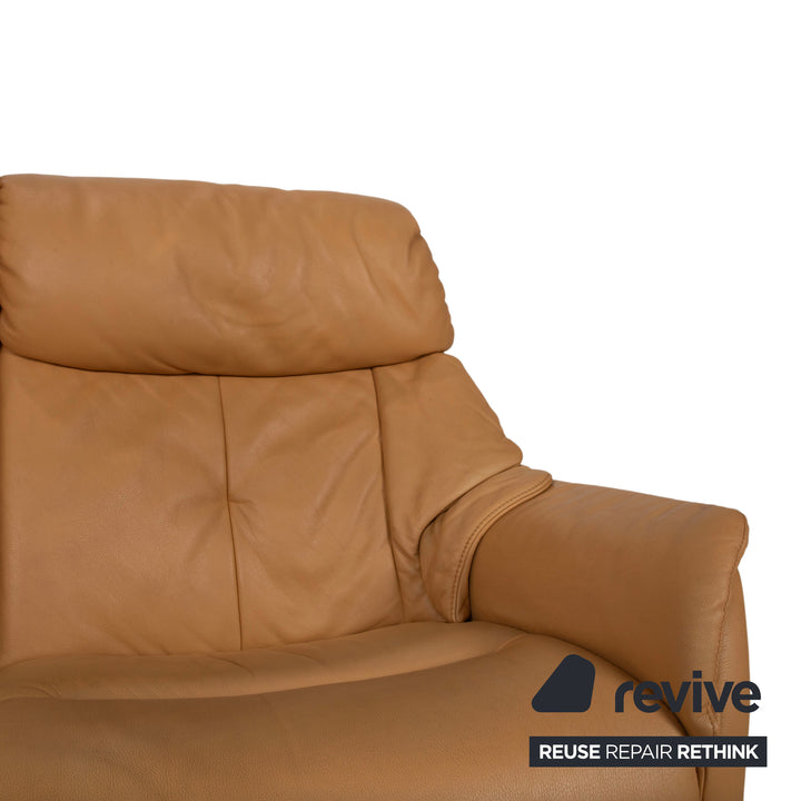 Himolla Two-Seater Leather Sofa Cognac Orange with Electric Function