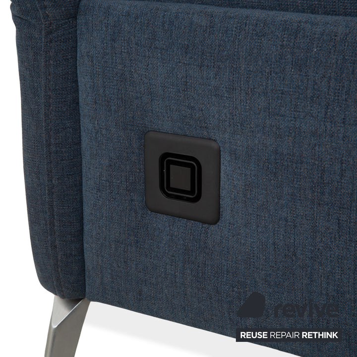 Canapé électrique trois places Himolla Planopoly en tissu bleu-gris