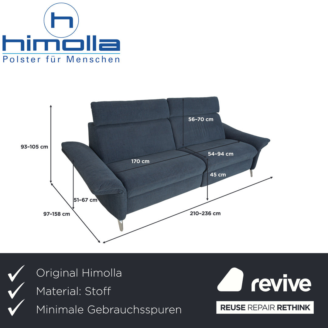 Canapé électrique trois places Himolla Planopoly en tissu bleu-gris