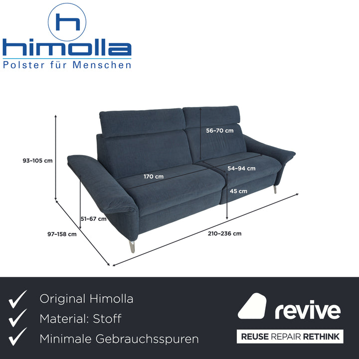 Canapé électrique trois places Himolla Planopoly en tissu bleu-gris