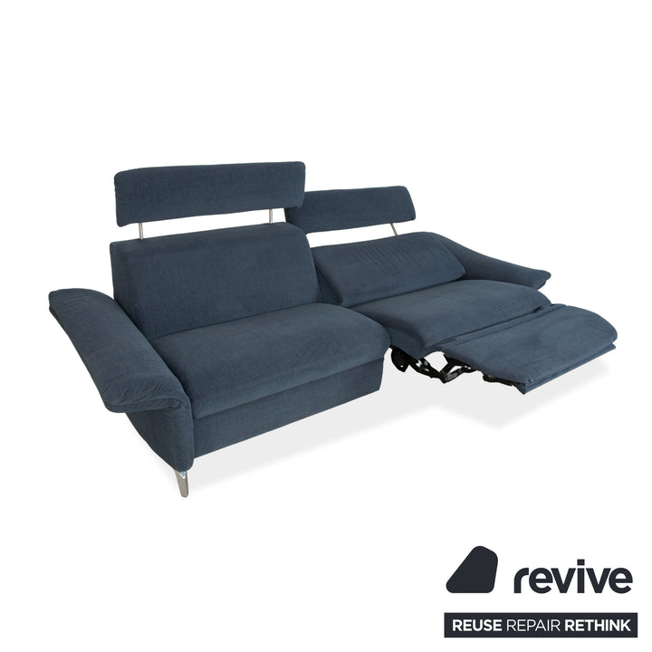 Canapé électrique trois places Himolla Planopoly en tissu bleu-gris