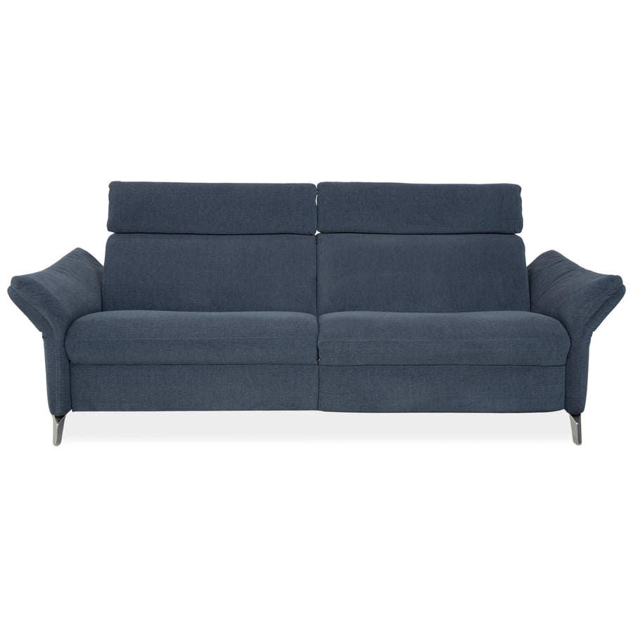 Canapé électrique trois places Himolla Planopoly en tissu bleu-gris