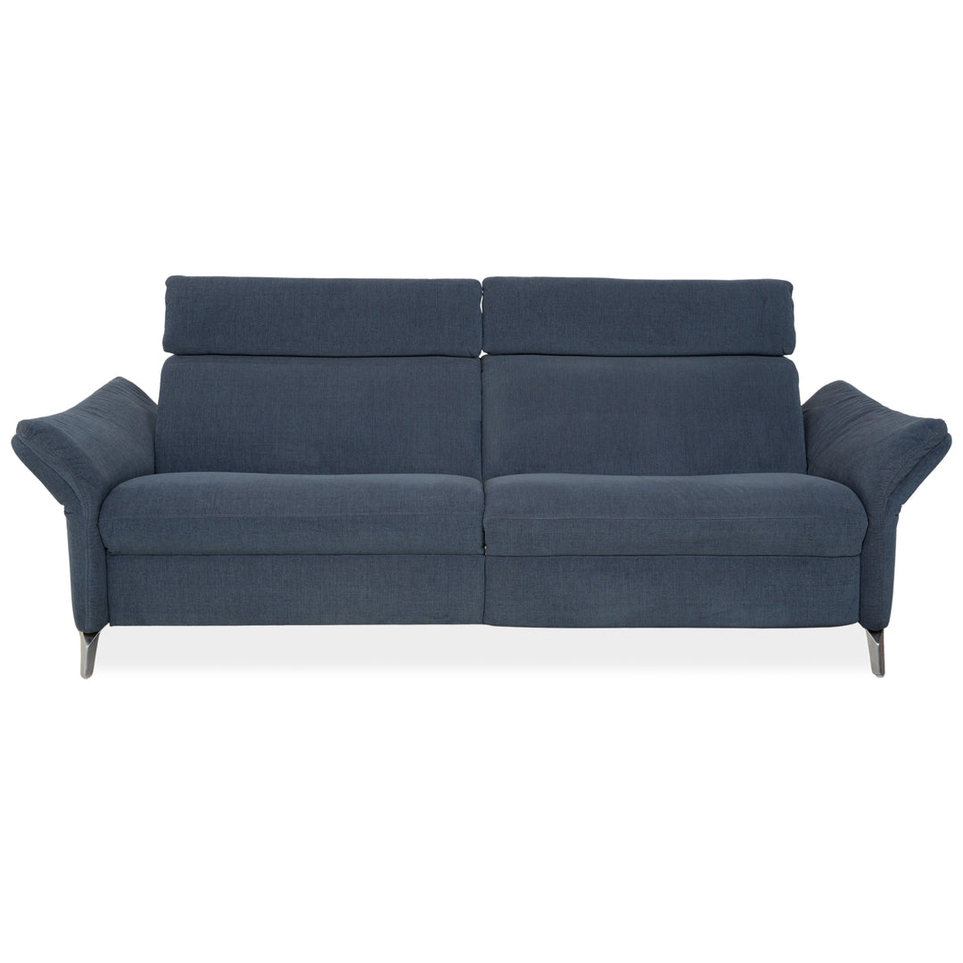 Canapé électrique trois places Himolla Planopoly en tissu bleu-gris