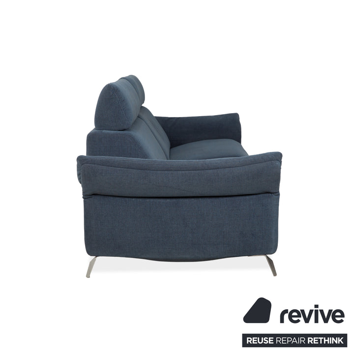 Canapé électrique trois places Himolla Planopoly en tissu bleu-gris