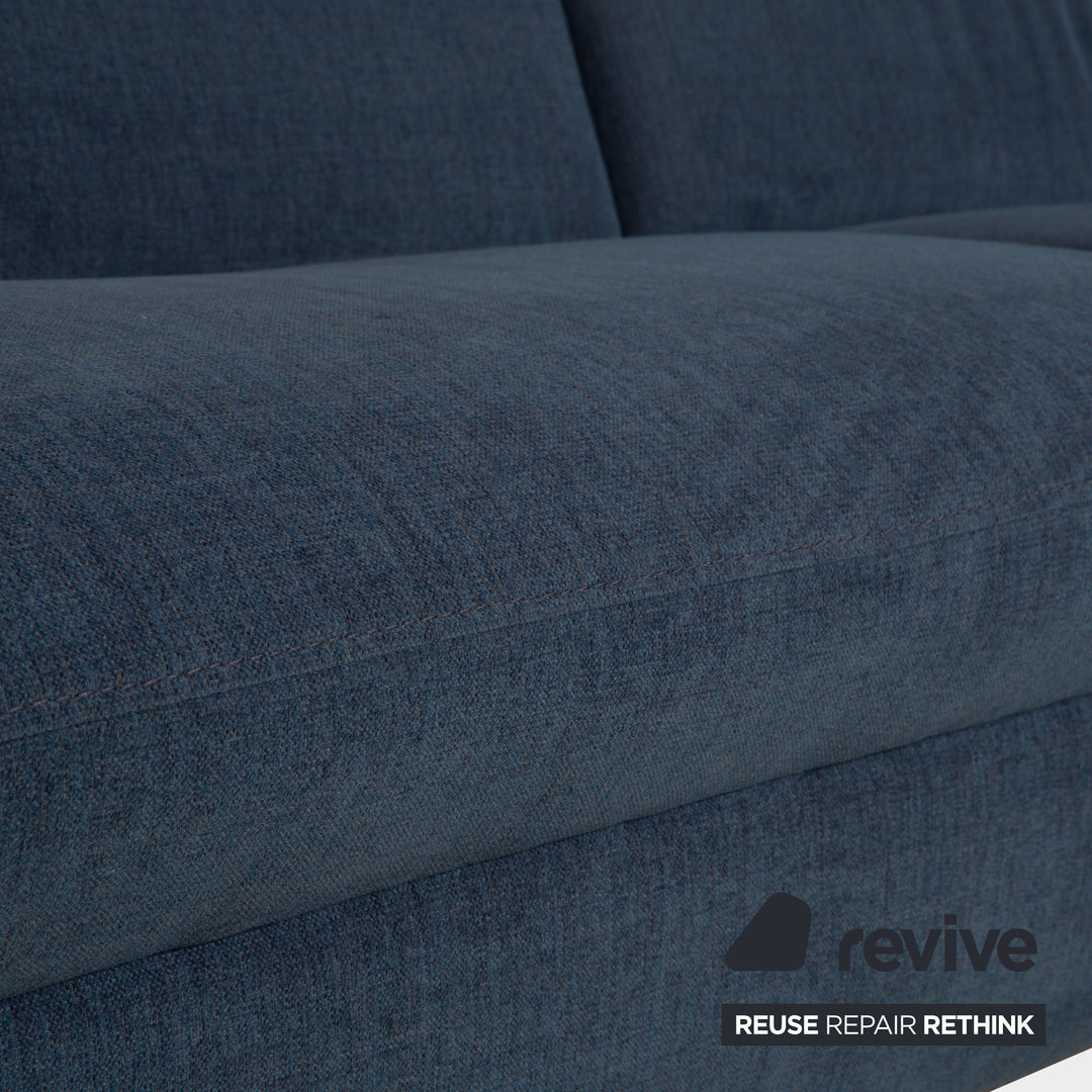 Canapé électrique trois places Himolla Planopoly en tissu bleu-gris