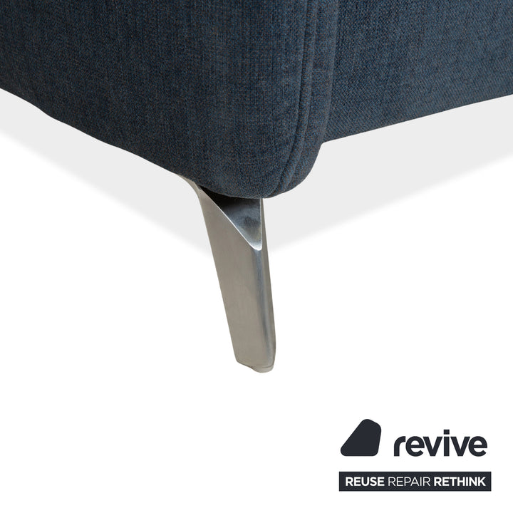 Canapé électrique trois places Himolla Planopoly en tissu bleu-gris