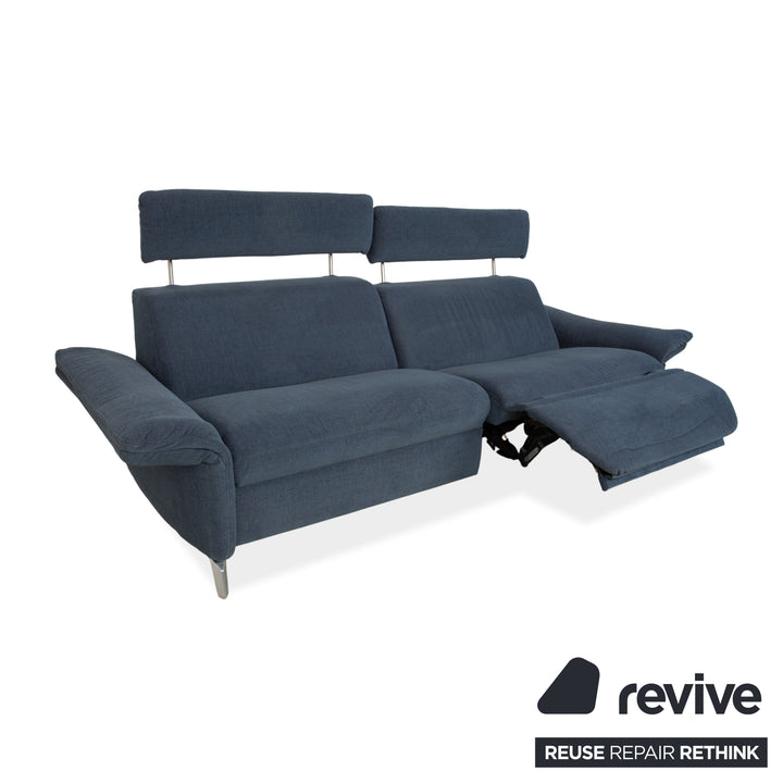 Canapé électrique trois places Himolla Planopoly en tissu bleu-gris