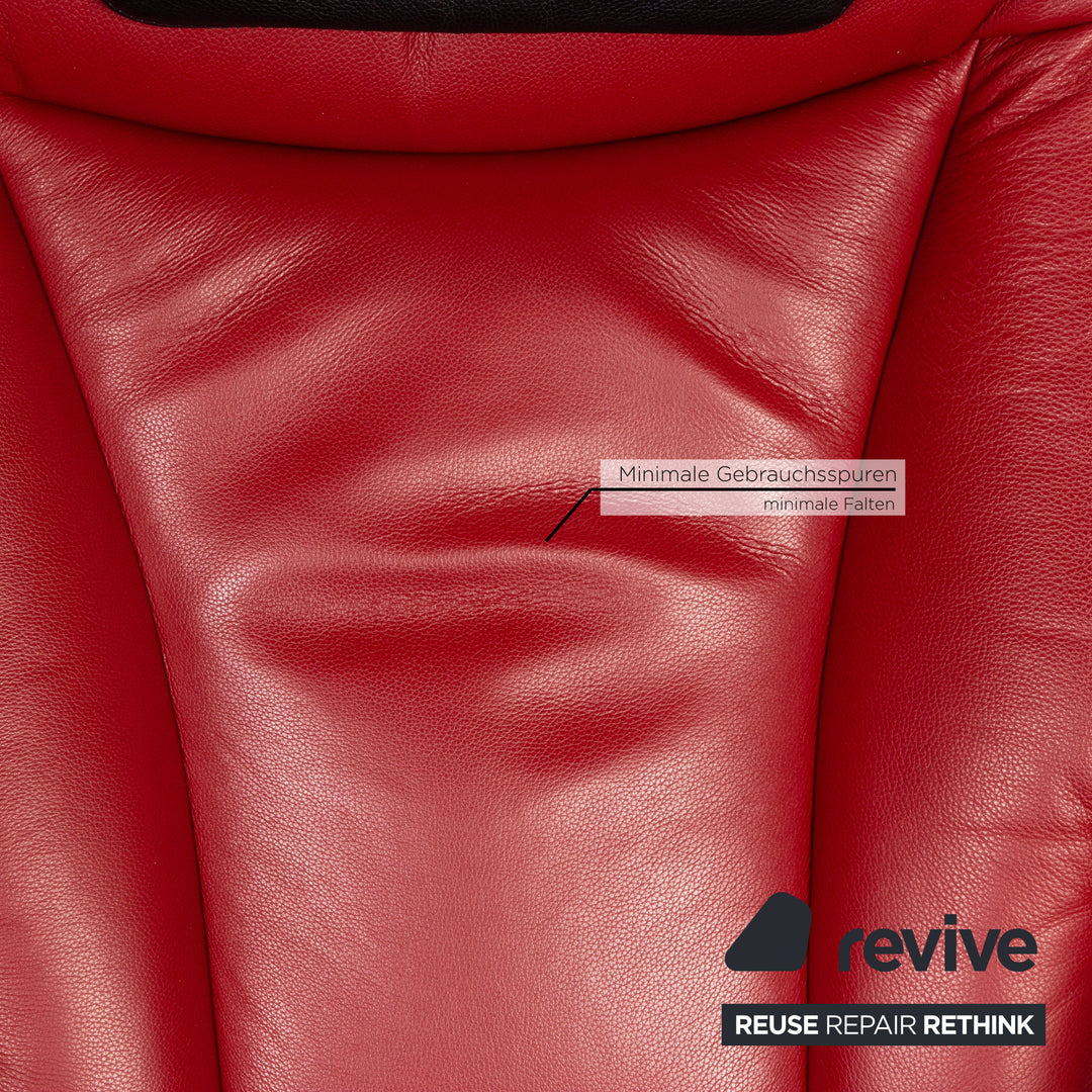 Hjort Knudsen Ensemble de fauteuils en cuir Milan au design danois Fonction rouge Fonction de relaxation