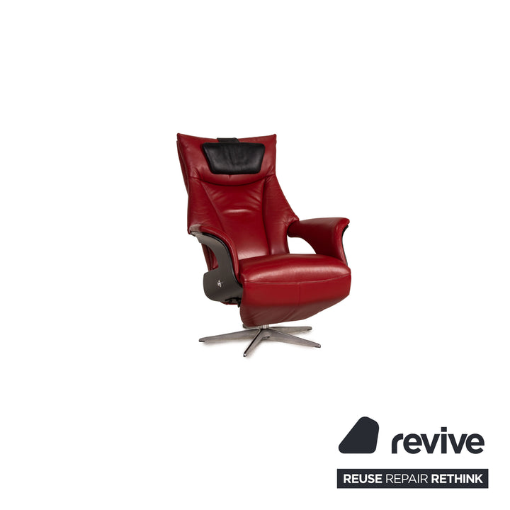 Hjort Knudsen Danish Design Milan Leather Armchair Set Red Function relax function