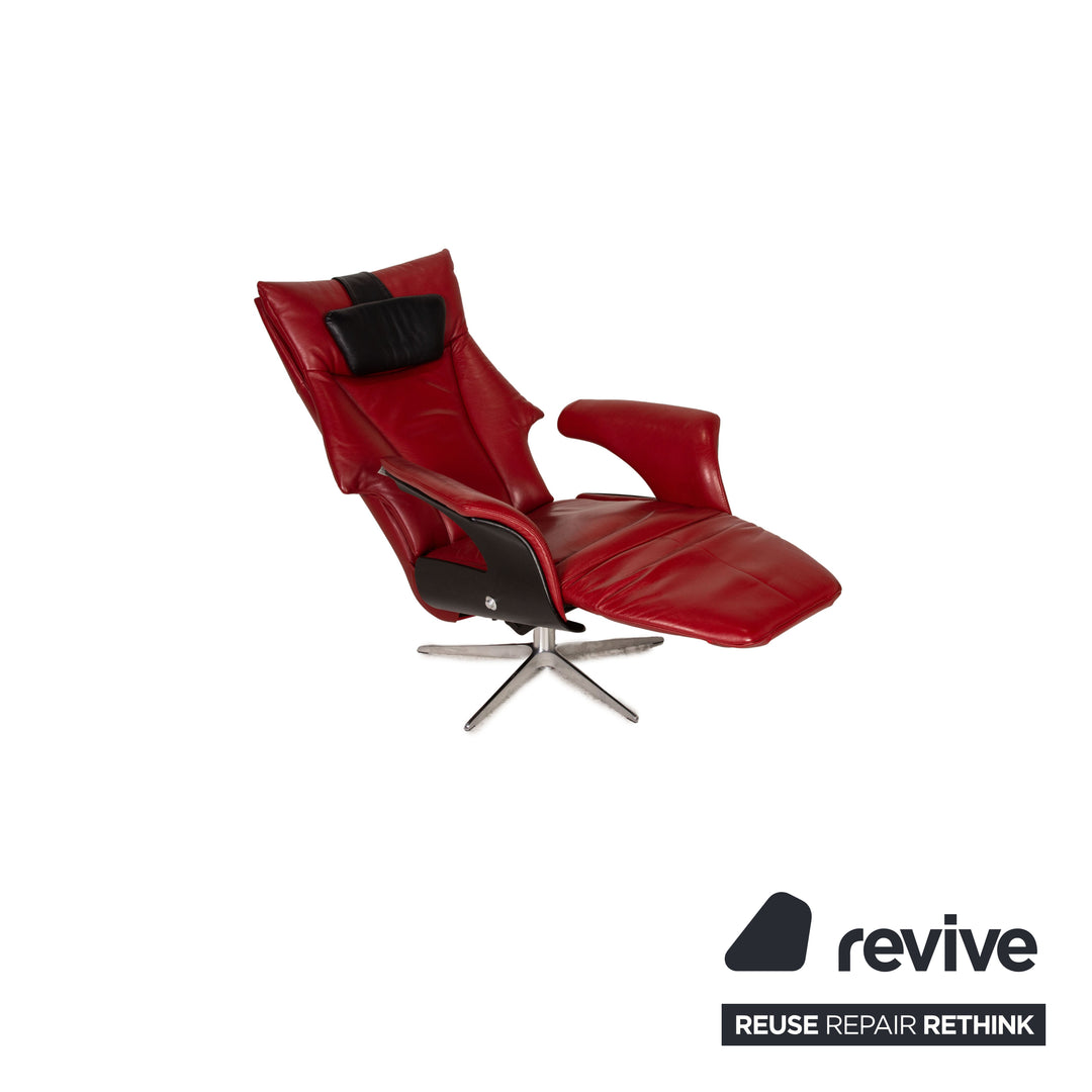 Hjort Knudsen Danish Design Milan Leather Armchair Set Red Function relax function