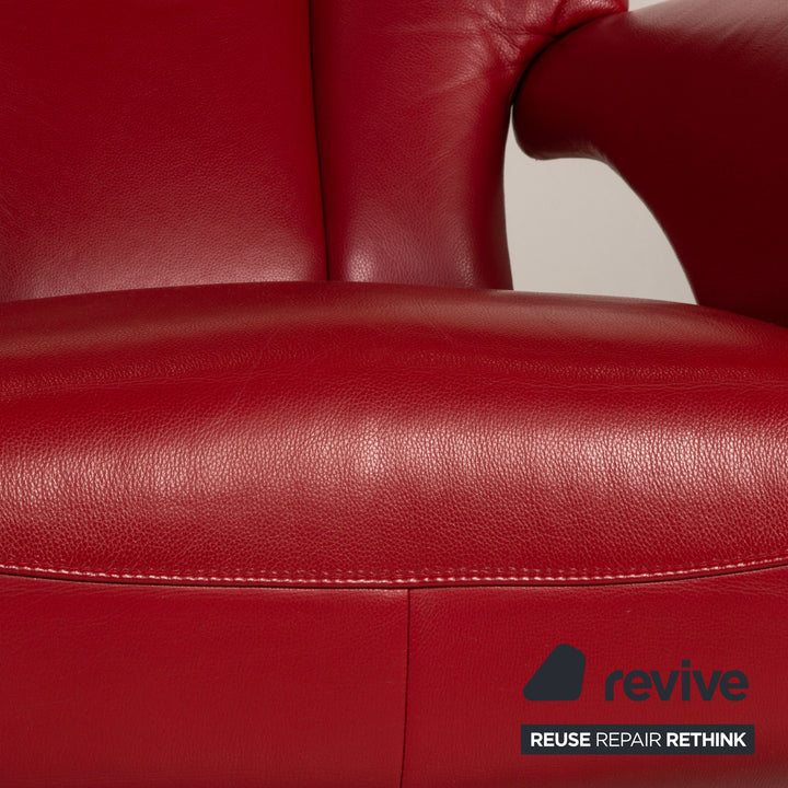 Hjort Knudsen Danish Design Milan Leather Armchair Set Red Function relax function