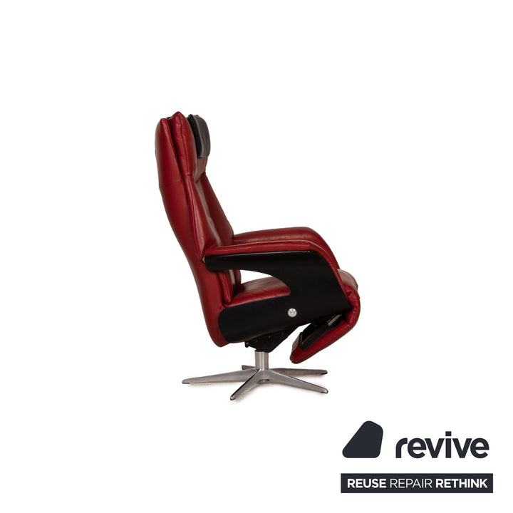 Hjort Knudsen Ensemble de fauteuils en cuir Milan au design danois Fonction rouge Fonction de relaxation