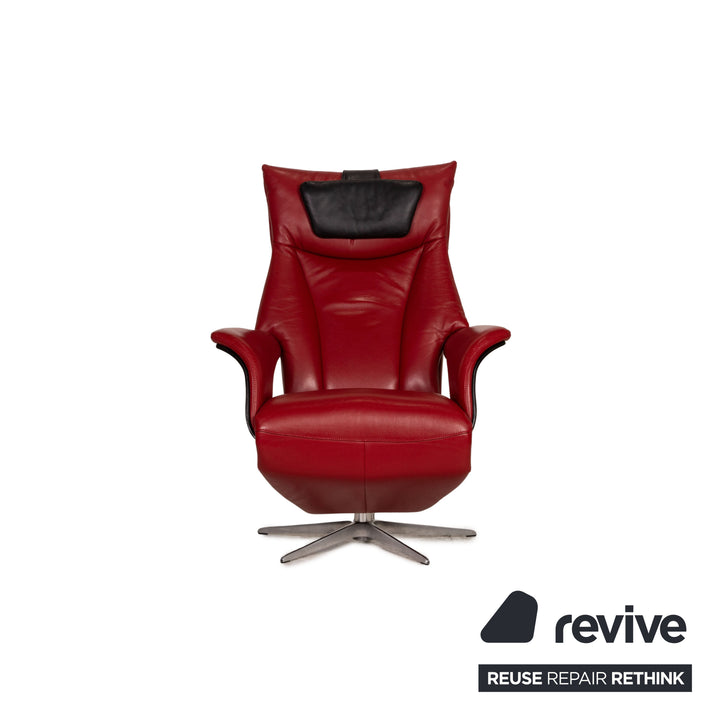 Hjort Knudsen Danish Design Milan Leather Armchair Red Function relax function