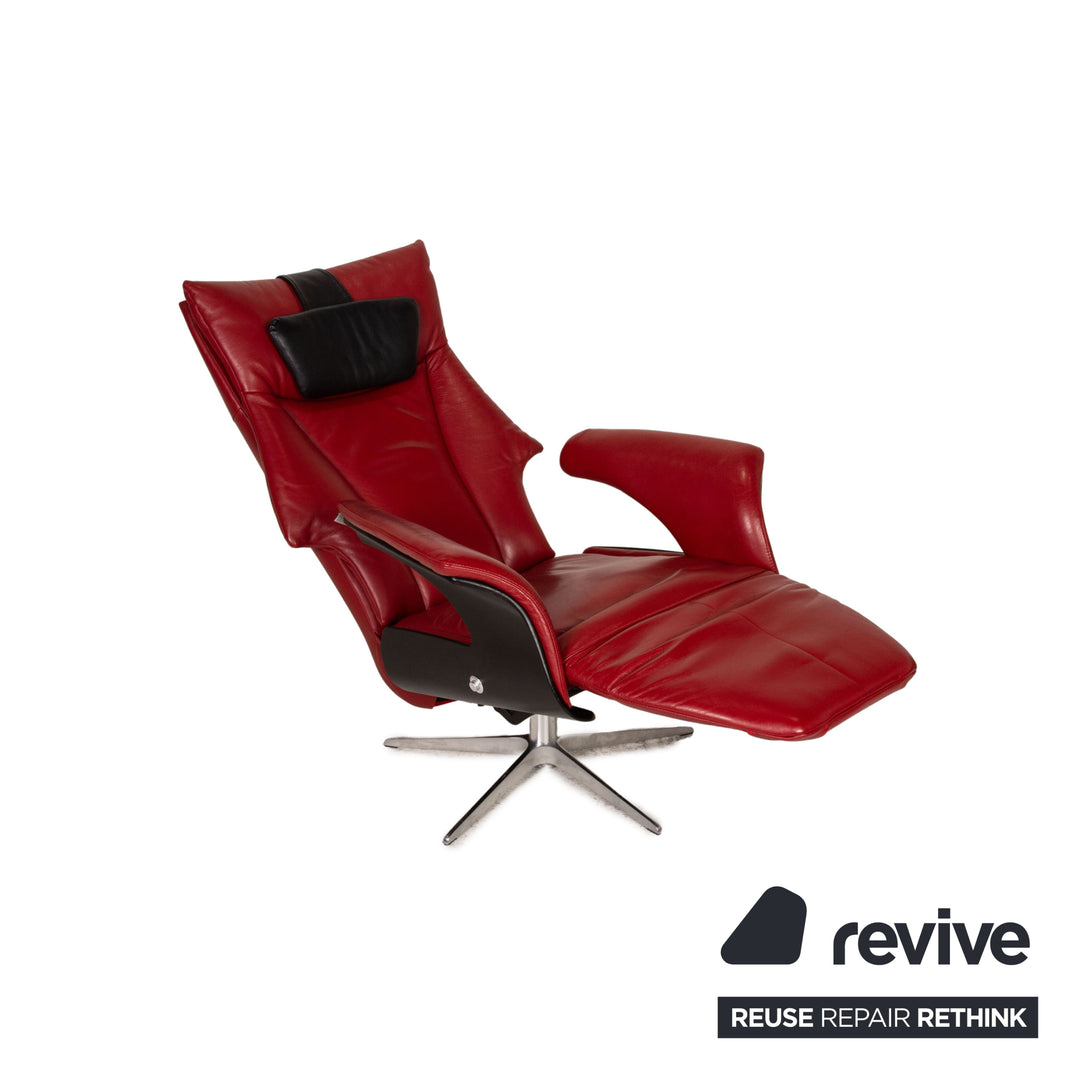 Hjort Knudsen Danish Design Milan Leather Armchair Red Function relax function