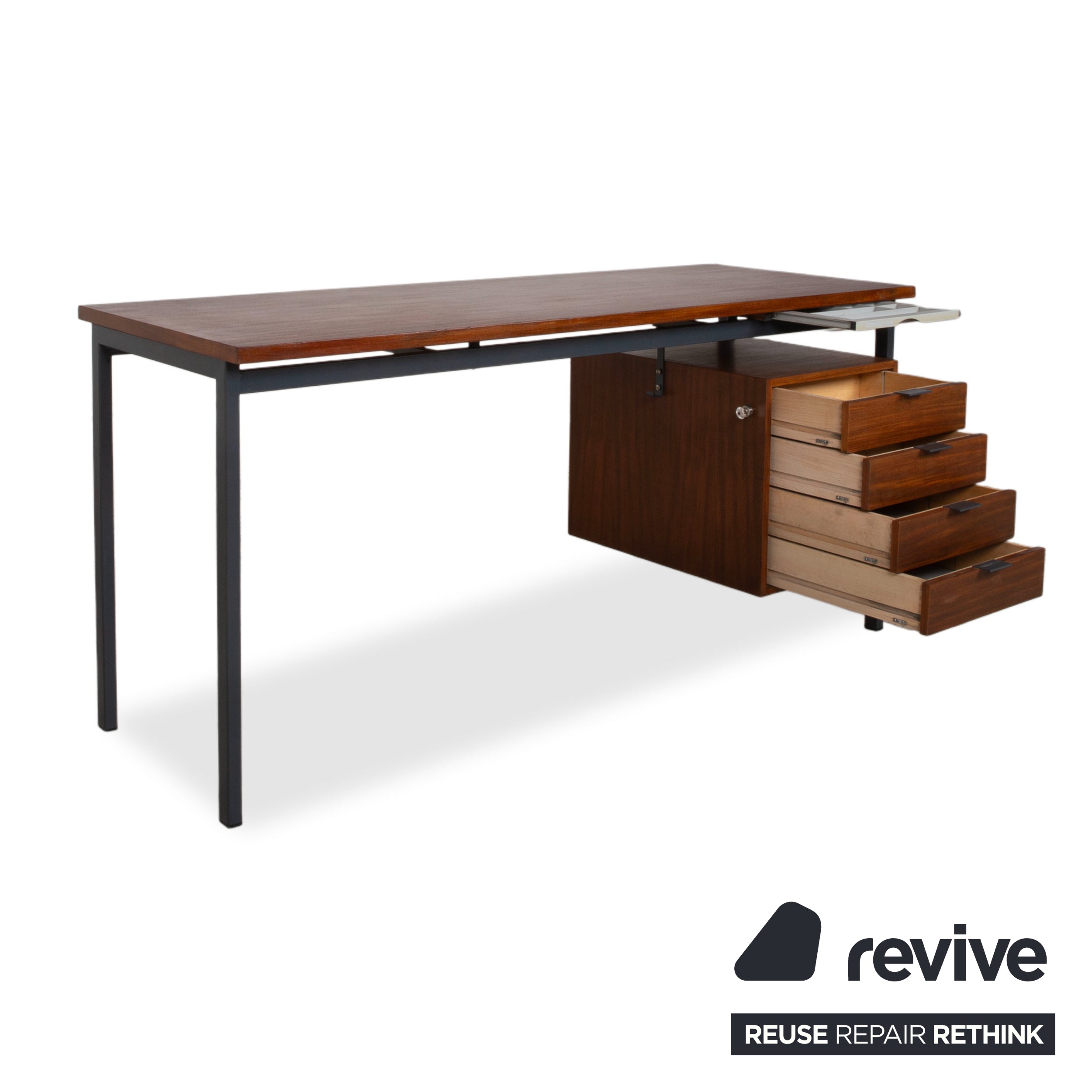 Holzäpfel Holz Schreibtisch Braun Teak Bauhaus Schubladen