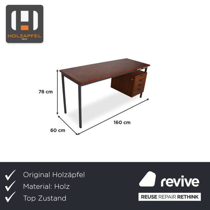 Holzäpfel Holz Schreibtisch Braun Teak Bauhaus Schubladen