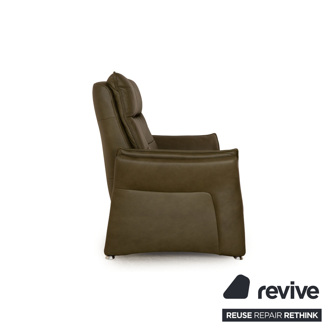 Hukla CL 19023 læder to-personers grøn khaki sofa
