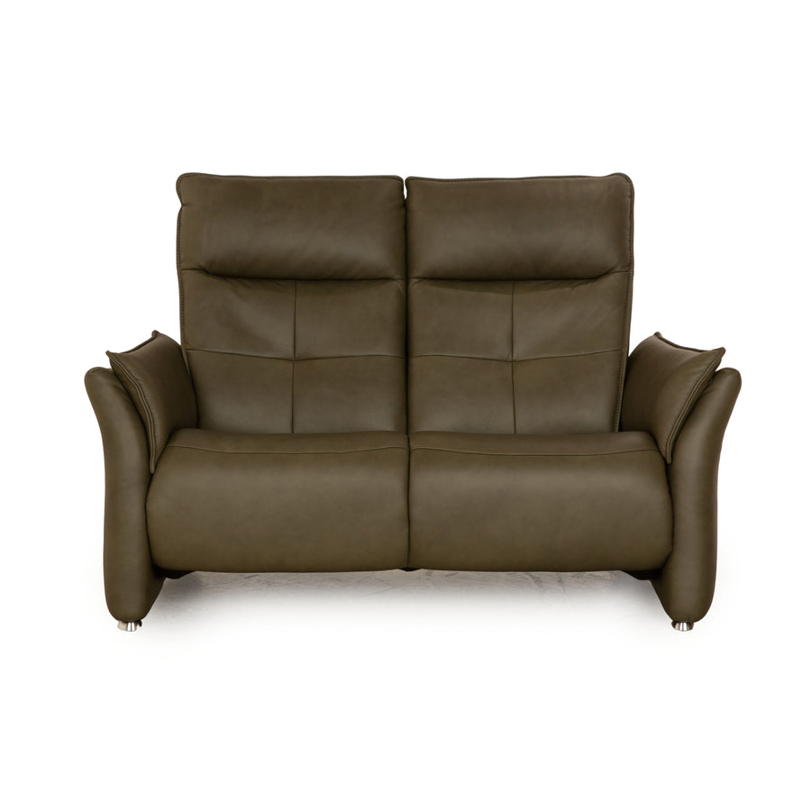 Hukla CL 19023 læder to-personers grøn khaki sofa