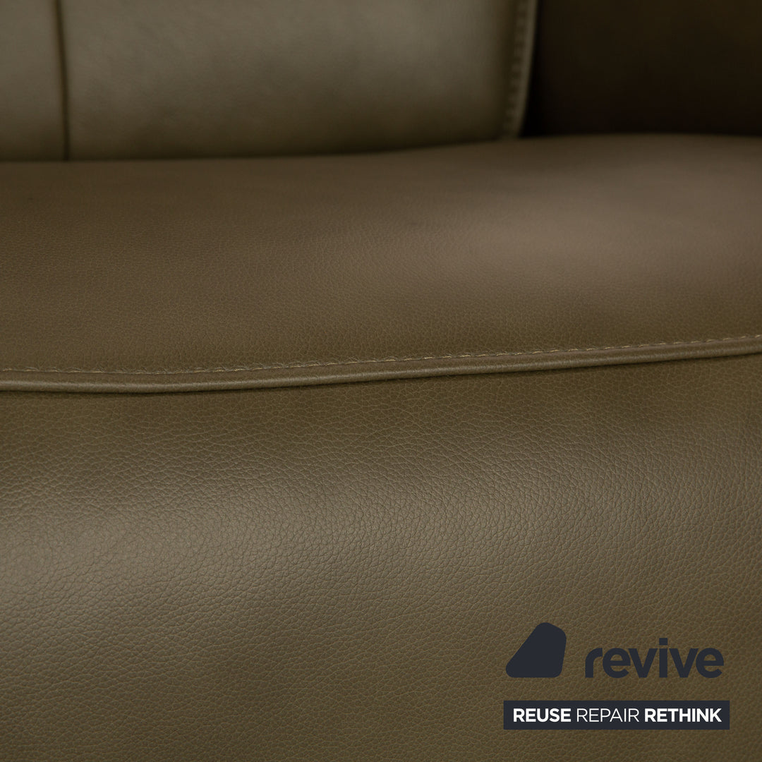 Hukla CL 19023 Leder Zweisitzer Grün Khaki Sofa Couch