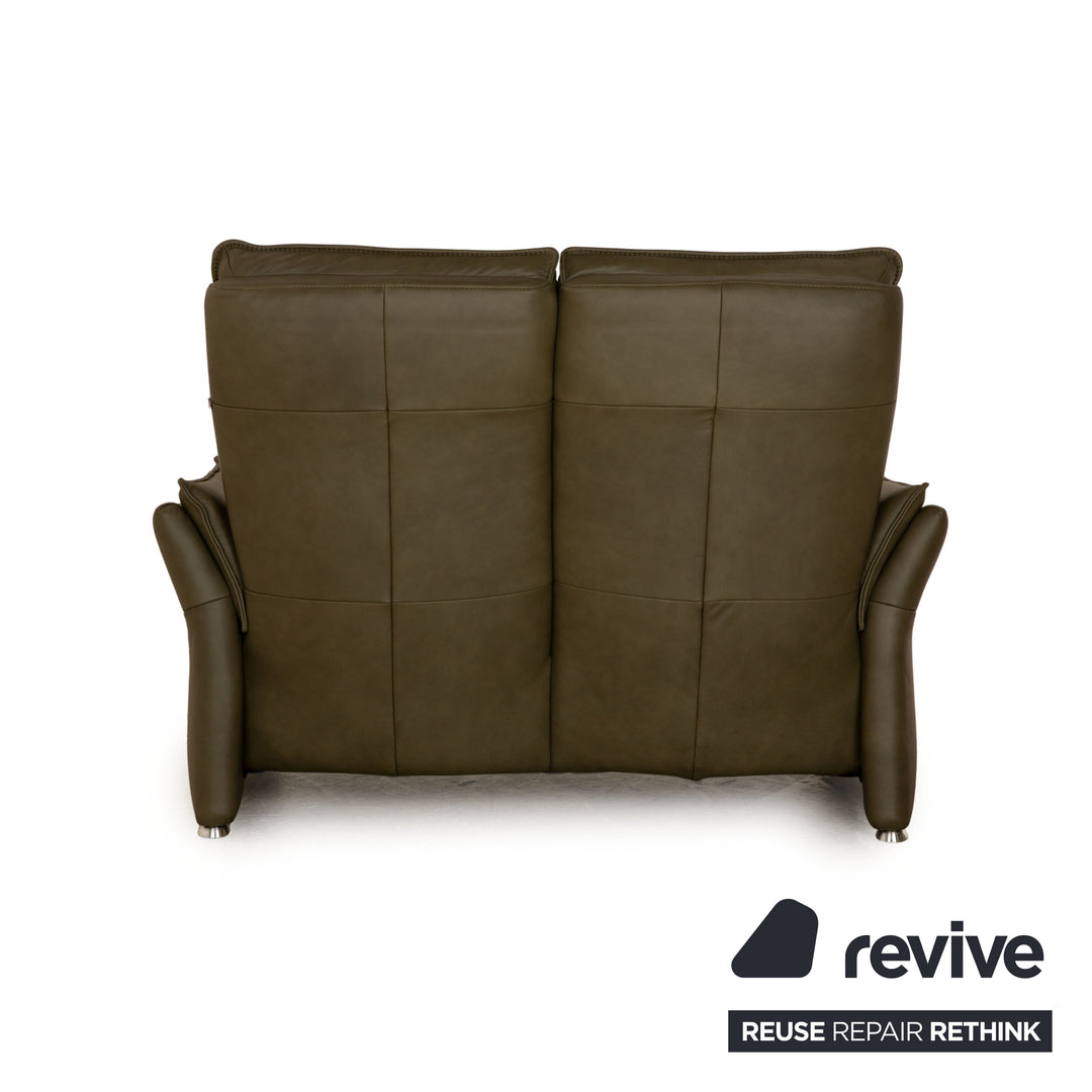 Hukla CL 19023 læder to-personers grøn khaki sofa