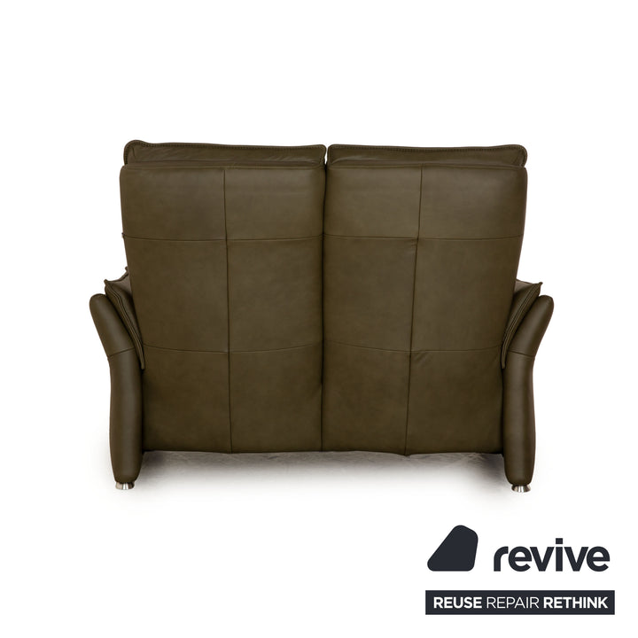 Hukla CL 19023 læder to-personers grøn khaki sofa