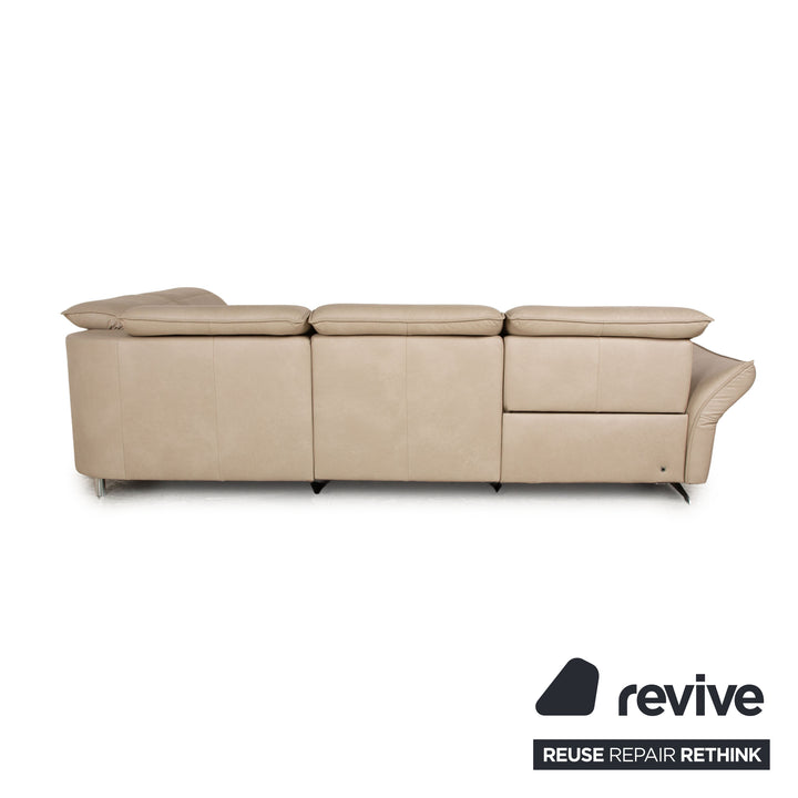 Hukla Davino Leather Corner Sofa Cream Grey Electronic &amp; Manual Function Sofa Couch