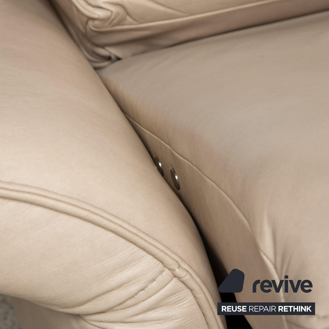 Hukla Davino Leather Corner Sofa Cream Grey Electronic &amp; Manual Function Sofa Couch