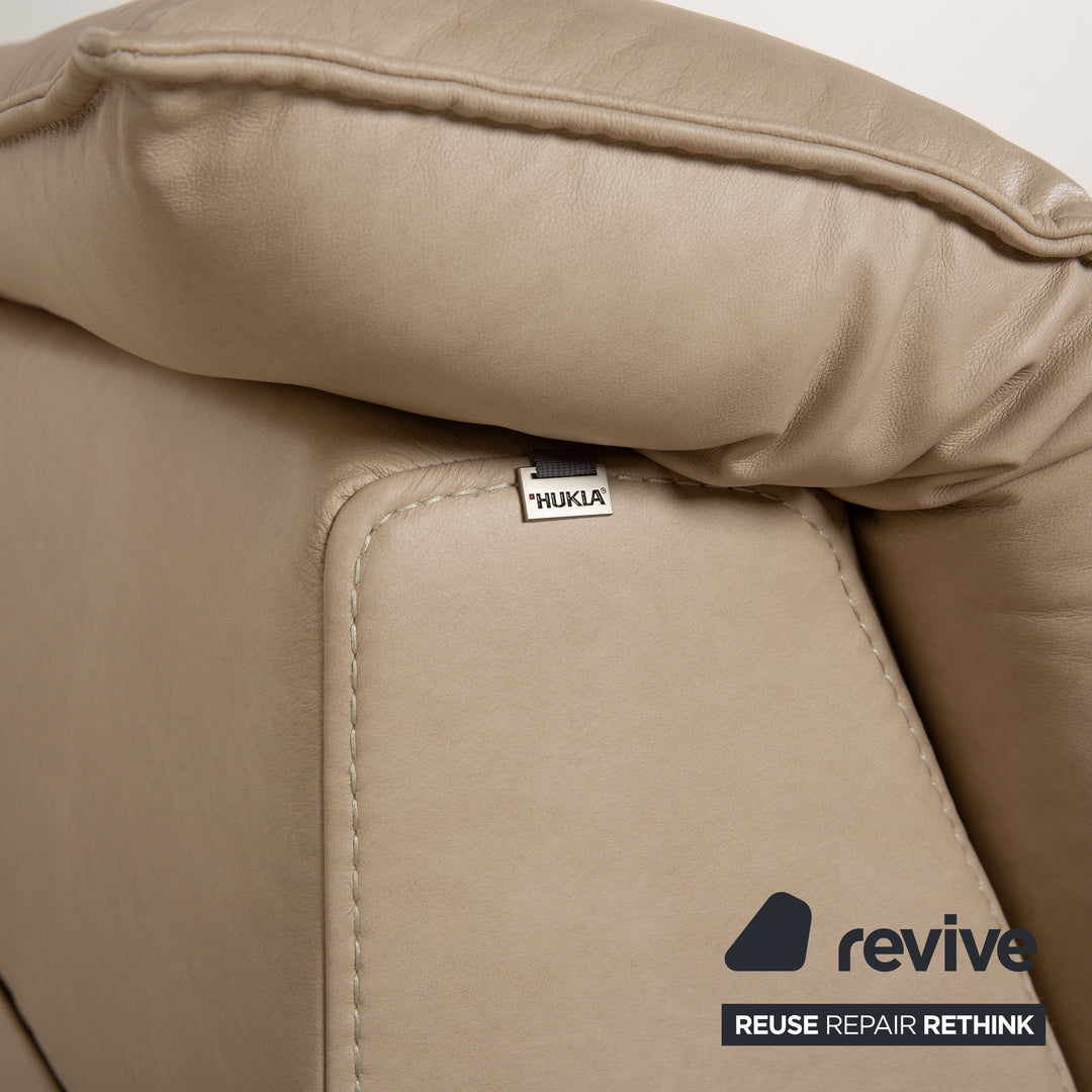 Hukla Davino Leather Corner Sofa Cream Grey Electronic &amp; Manual Function Sofa Couch