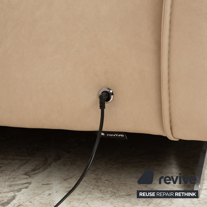 Hukla Davino Leather Corner Sofa Cream Grey Electronic &amp; Manual Function Sofa Couch