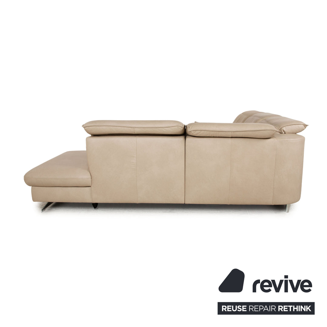 Hukla Davino Leather Corner Sofa Cream Grey Electronic &amp; Manual Function Sofa Couch