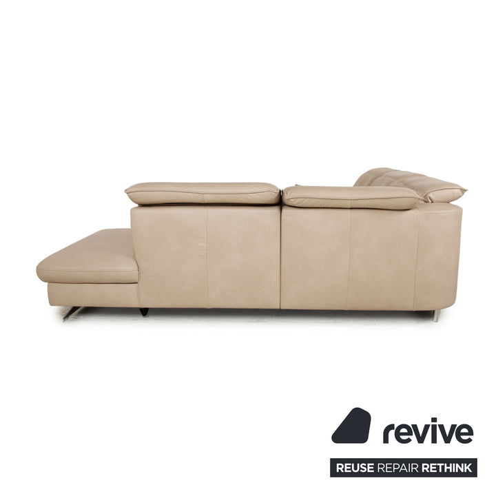 Hukla Davino Leather Corner Sofa Cream Grey Electronic &amp; Manual Function Sofa Couch