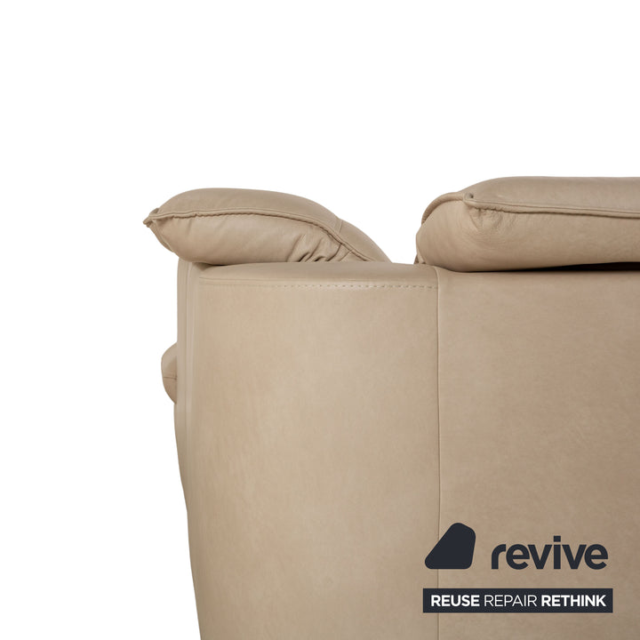 Hukla Davino Leather Corner Sofa Cream Grey Electronic &amp; Manual Function Sofa Couch