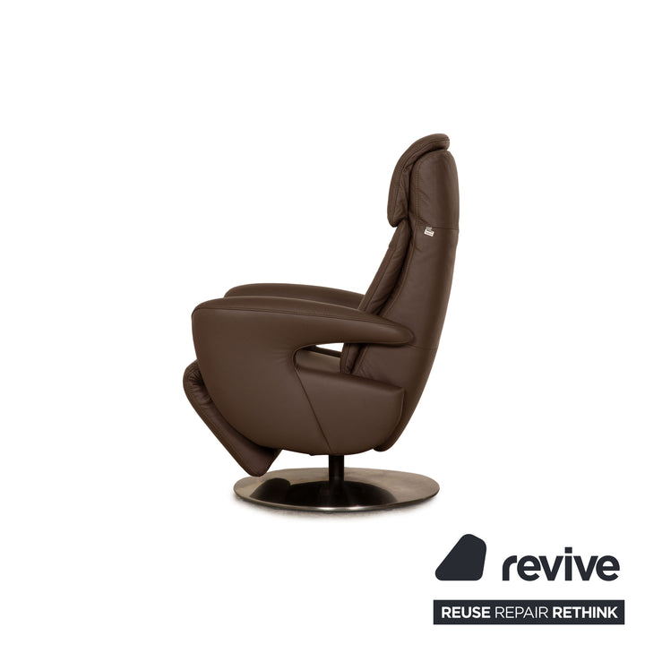 Hukla Dreamliner leather armchair Mocha electric function stand-up aid battery size L