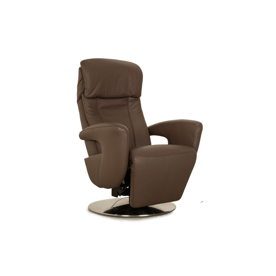 Hukla Dreamliner leather armchair Mocha electric function stand-up aid battery size L
