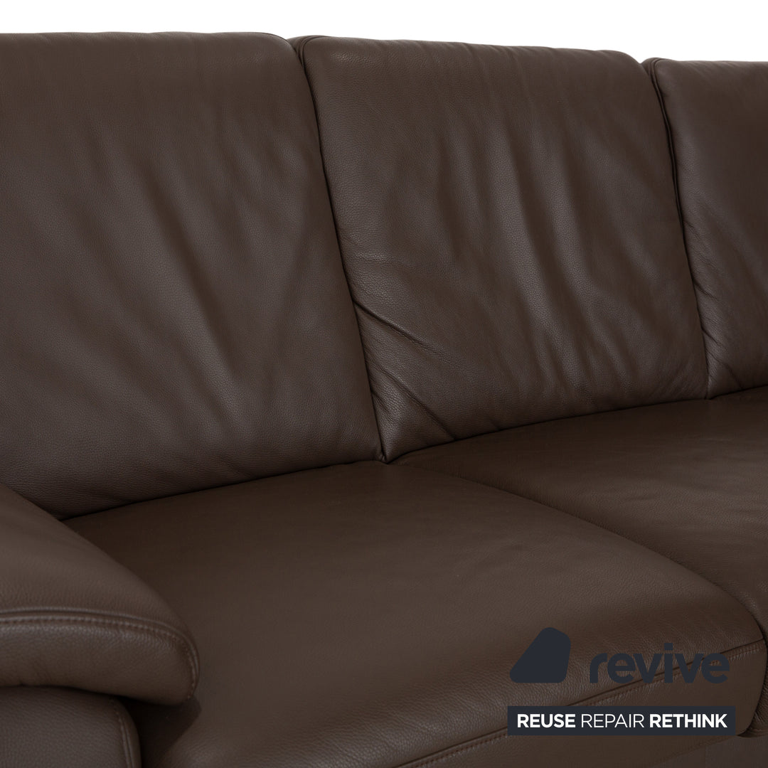 Hukla Leder Ecksofa Braun Kastanie Sofa Couch