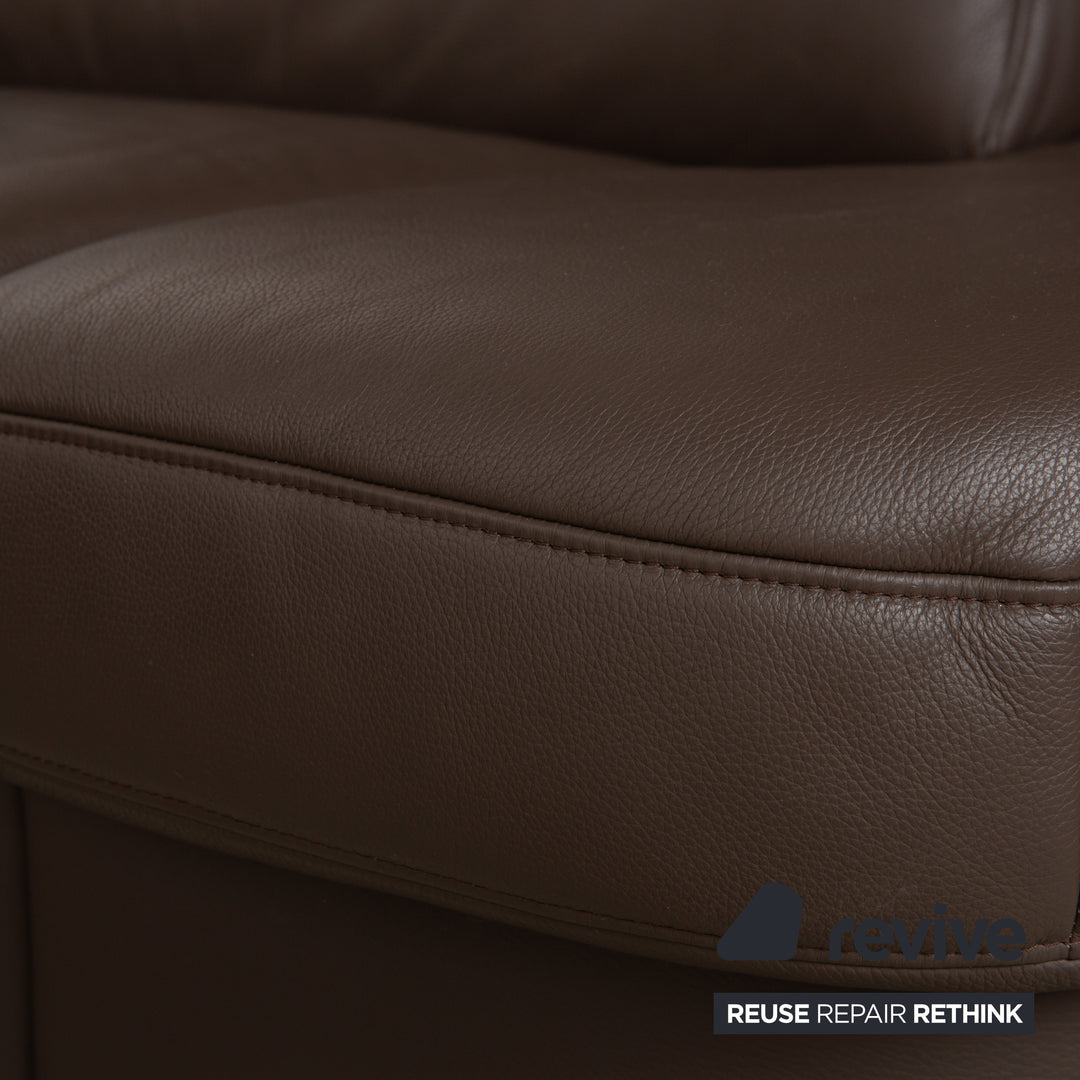 Hukla Leder Ecksofa Braun Kastanie Sofa Couch