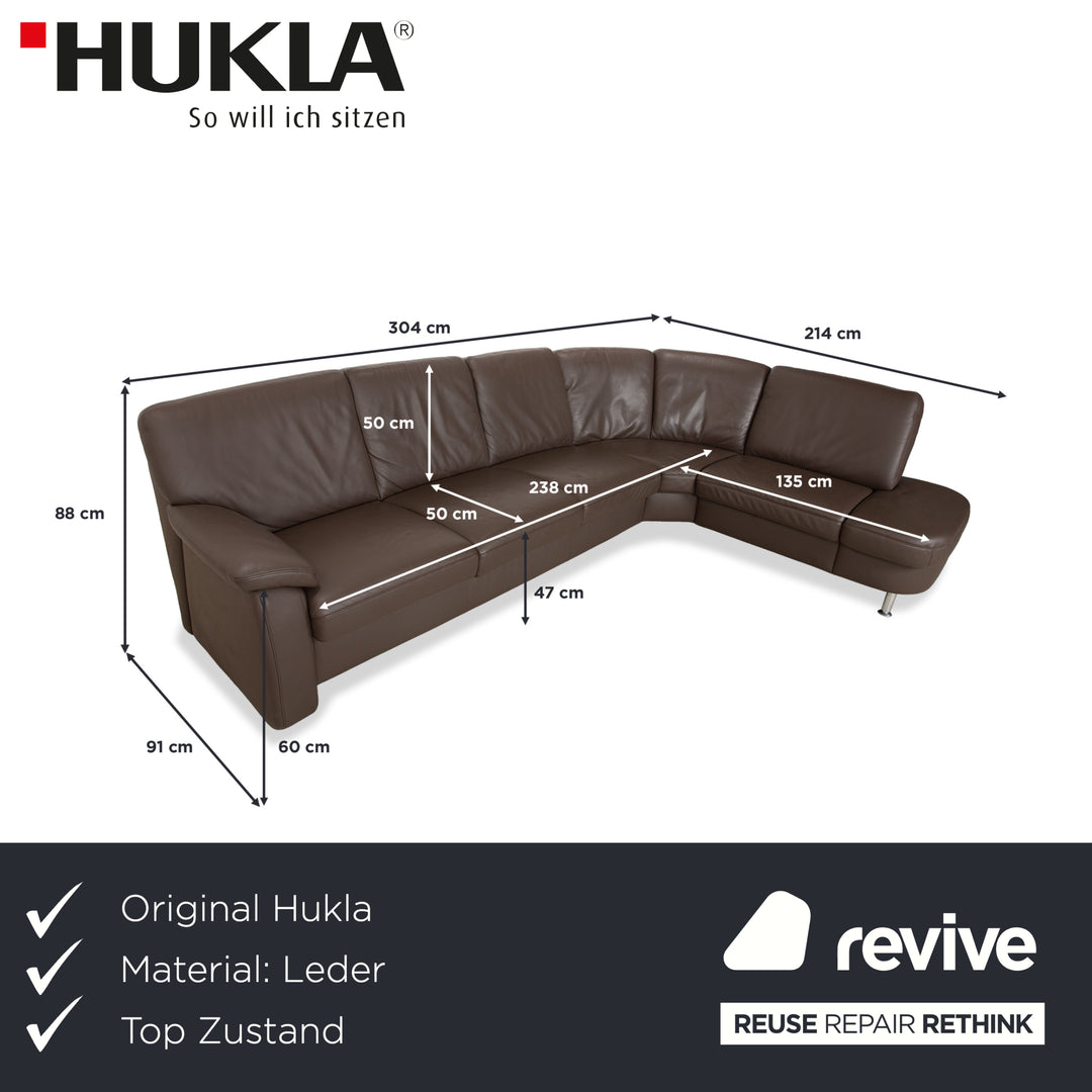 Hukla Leder Ecksofa Braun Kastanie Sofa Couch