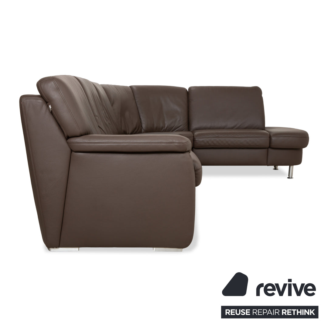 Hukla Leder Ecksofa Braun Kastanie Sofa Couch